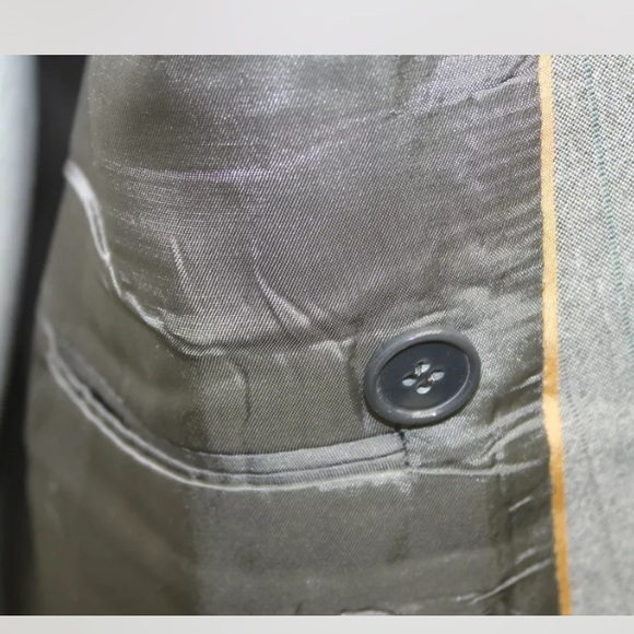 Pierre Cardin Men Blazer Gray Pin Stripe 38R Wool Blend Double Breasted Lined - Picture 7 of 15